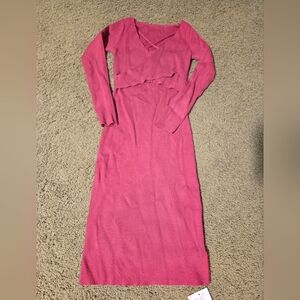 Chicwish Long Sleeve Knit Dress - Deep Berry Color